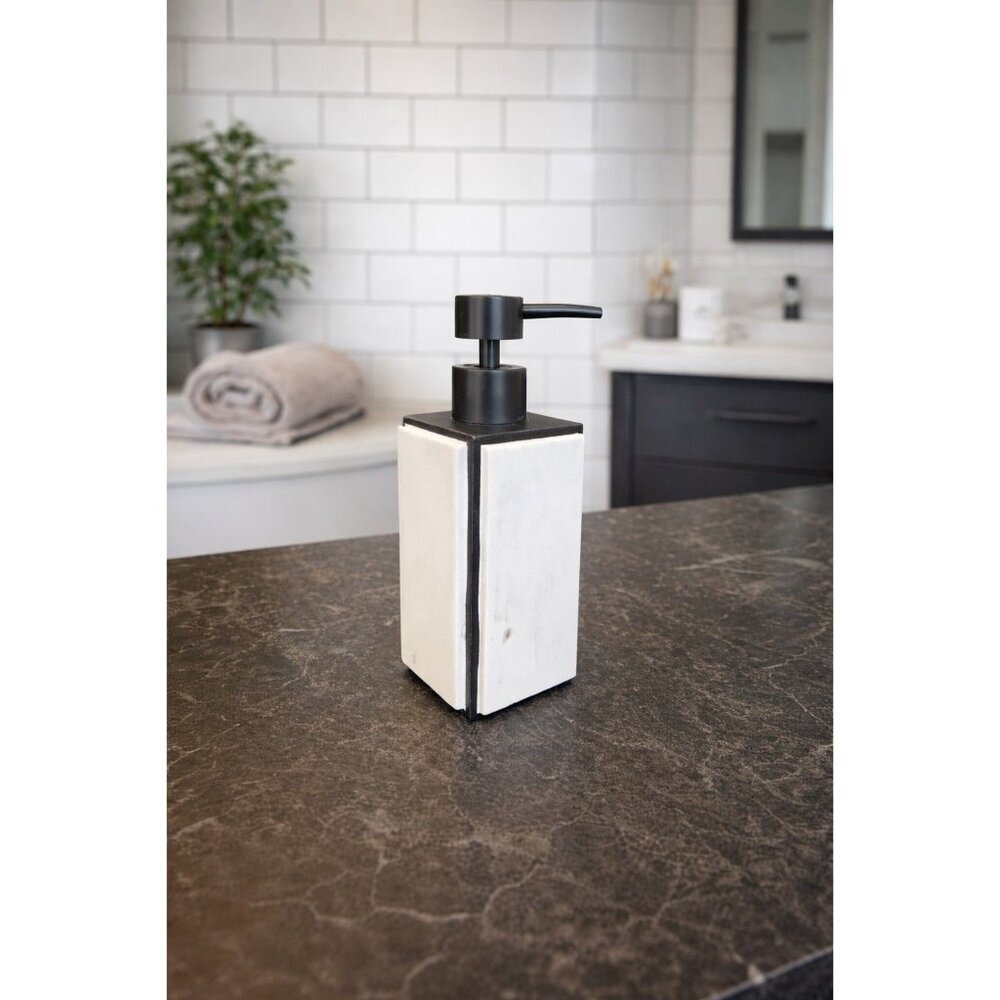 New Balck / White Marble Contemporary Soap Dispenser Pump Bathroon Vanity Decor